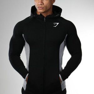 Gymshark Muscle Fit Zip Up Hoodie Black and Grey Size Medium *Price Negotiation*